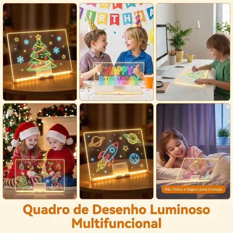 Quadro de desenho luminoso usado em aniversário, Natal, estudos e quarto